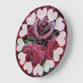 Rote Rosen gefroren Große Wanduhr (Winkel)