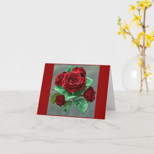 Rote Rosen ... gefundenes Bild, Karte (Gelbe Blume)