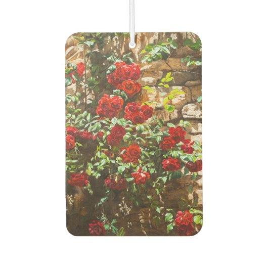 Rote Rosen gegen eine Steinmauer Autolufterfrischer (Vorderseite)