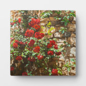 Rote Rosen gegen eine Steinmauer Fotoplatte (Vorderseite)