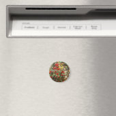 Rote Rosen gegen eine Steinmauer Magnet (In Situ (Geschirrspüler))
