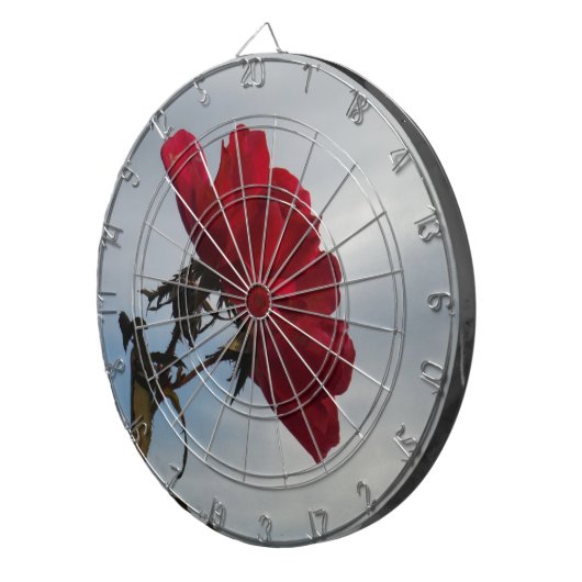 Rote Rosen gegen einen hellen blauen Himmel Dartscheibe (Vorderseite rechts)