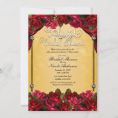 Rote Rosen Gelb und Gold Brautparty Einladung (Vorderseite)