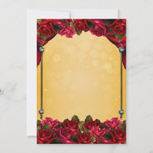 Rote Rosen Gelb und Gold Brautparty Einladung (Rückseite)