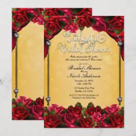 Rote Rosen Gelb und Gold Brautparty Einladung