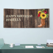 Rote Rosen Gelbe Sonnenblumen Stiefel Holz Geburts Banner (Messe)