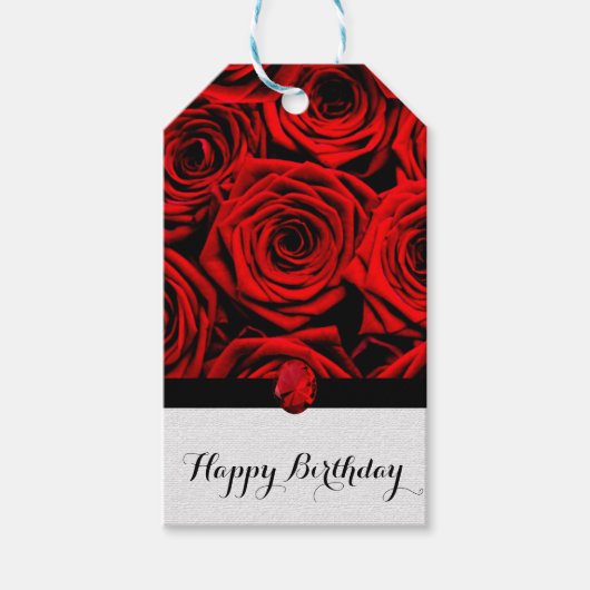 Rote Rosen Geschenkanhänger (Vorderseite)