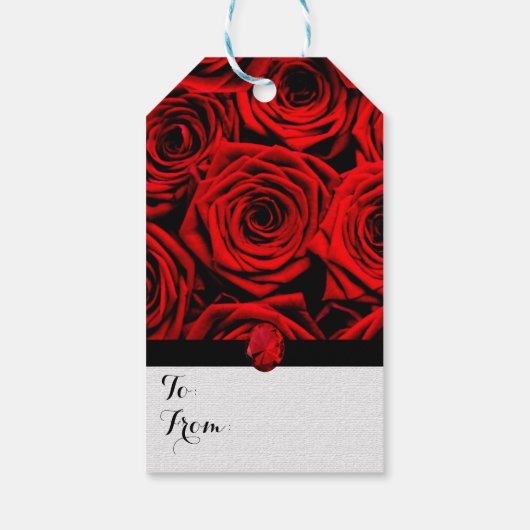 Rote Rosen Geschenkanhänger (Rückseite)