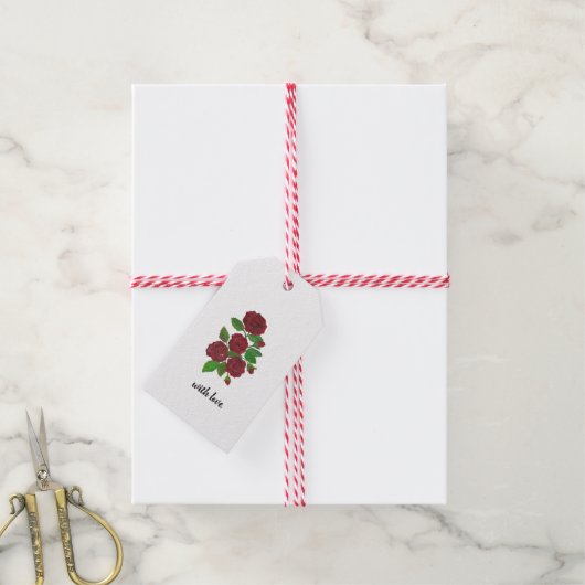 rote Rosen-Geschenkmarke Geschenkanhänger (Mit Garn)