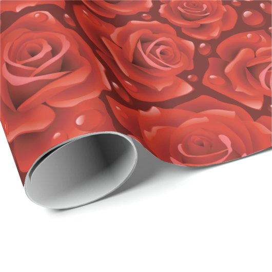 Rote Rosen Geschenkpapier (Rolleneckpunkt)