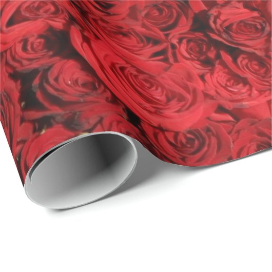 Rote Rosen Geschenkpapier (Rolleneckpunkt)