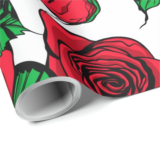 Rote Rosen Geschenkpapier (Rolleneckpunkt)