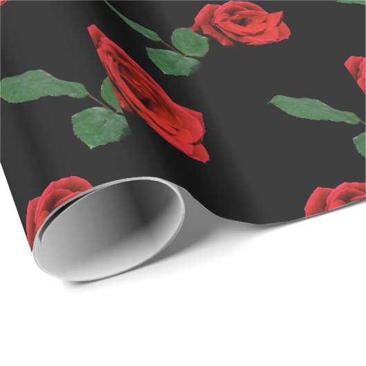 Rote Rosen Geschenkpapier (Rolleneckpunkt)