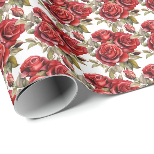 Rote Rosen Geschenkpapier (Rolleneckpunkt)