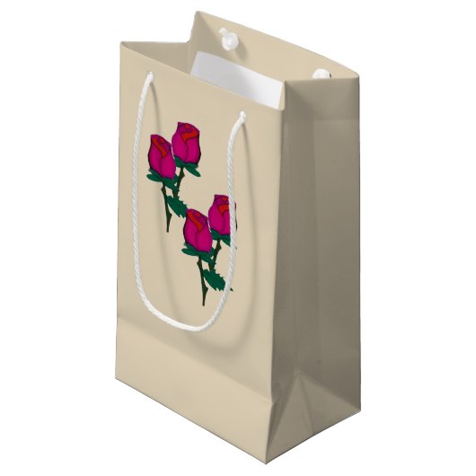 Rote Rosen Geschenktasche Kleine Geschenktüte (Vorderseite Schrägansicht)