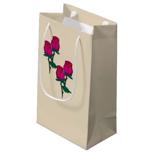 Rote Rosen Geschenktasche Kleine Geschenktüte (Rückseite Schrägansicht)