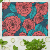 Rote Rosen Geschirrtuch (Gefaltet)