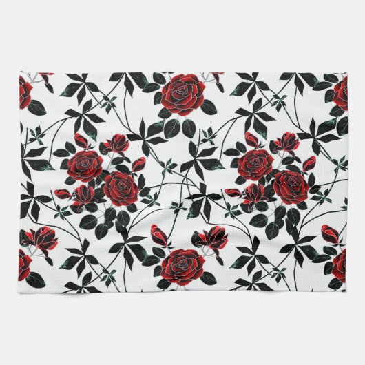Rote Rosen. Geschirrtuch (Horizontal)