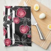 Rote Rosen Geschirrtuch (Viertel Falte)