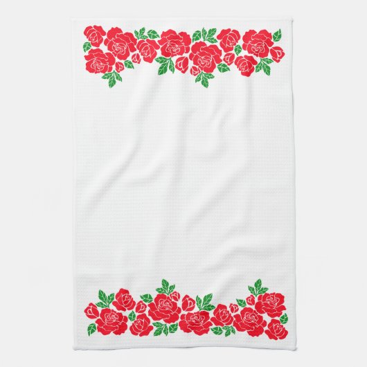 Rote Rosen Geschirrtuch (Vertikal)