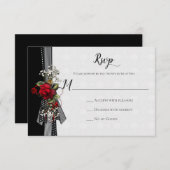 Rote Rosen Gipskraut Ribbons Kalligraphie UAWG RSVP Karte (Vorne/Hinten)