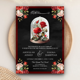 Rote Rosen Glasdom QR Code Schwarze muslimische Ho Einladung