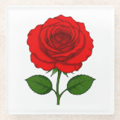 Rote Rosen Glasuntersetzer (Vorderseite)