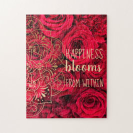 Rote Rosen Glück blüht aus dem Puzzle