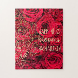 Rote Rosen Glück blüht aus dem Puzzle