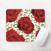Rote Rosen Gold Cheetah Leopard Glam Animal Print Mousepad (Mit Mouse)