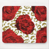 Rote Rosen Gold Cheetah Leopard Glam Animal Print Mousepad (Vorne)