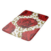 Rote Rosen Gold Cheetah Leopard Tierwerbung Badematte (Schrägansicht)