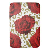 Rote Rosen Gold Cheetah Leopard Tierwerbung Badematte (Vorderseite Vertikal)
