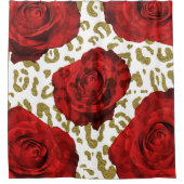 Rote Rosen Gold Cheetah Leopard Tierwerbung Duschvorhang (Vorderseite)