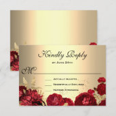 Rote Rosen Gold RSVP Karte (Vorne/Hinten)