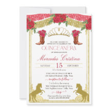 Rote Rosen Gold Western Charro Quinceañera