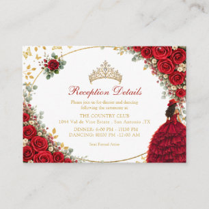 Rote Rosen goldene Schmetterlinge Quinceañera Begleitkarte