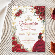 Rote Rosen goldene Schmetterlinge Quinceañera