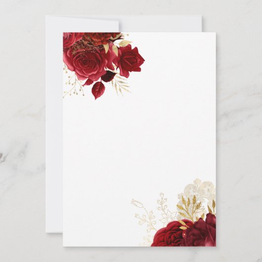 Rote Rosen Goldenes Quinceanera-Party Einladung (Rückseite)