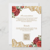 Rote Rosen Goldmedaille QR Code muslimische Hochze Einladung (Rückseite)