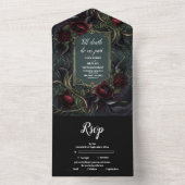 Rote Rosen Gothic Halloween Hochzeit All In One Einladung (Innen Boden)