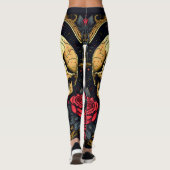 Rote Rosen Gothic Skull Halloween Yoga Leggings (Rückseite)