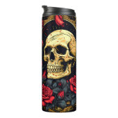 Rote Rosen Gothic Skull Halloween Yoga Thermosbecher (Nach rechts gedreht)