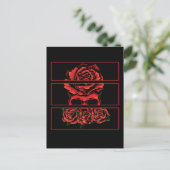 rote Rosen Gothic Skull Wicca Goth Blume Postkarte (Stehend Vorderseite)