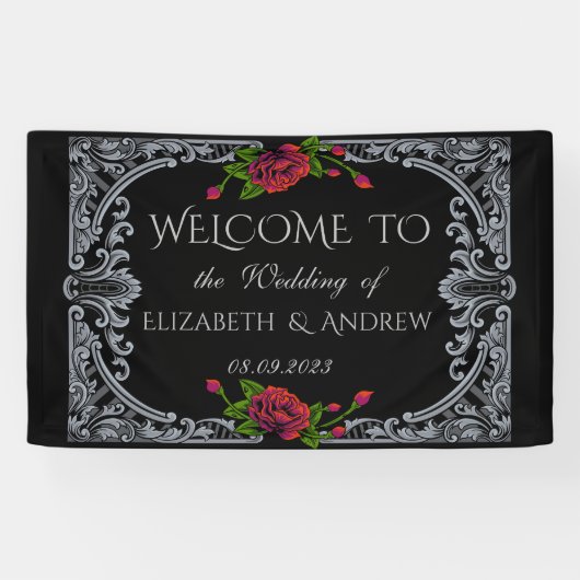 Rote Rosen Gothic Wedding Banner (Horizontal)