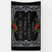 Rote Rosen Gothic Wedding Banner (Vertikal)