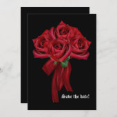 Rote Rosen Gothic Wedding Einladung (Vorne/Hinten)
