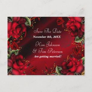 Rote Rosen Gothic Wedding Postcard Save the Date Ankündigungspostkarte