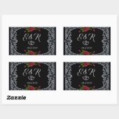 Rote Rosen Gothic Wedding Rechteckiger Aufkleber (Blatt)
