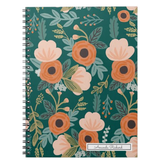 Rote Rosen Green Whimsitical Pattern Notebook Notizblock (Vorderseite)
